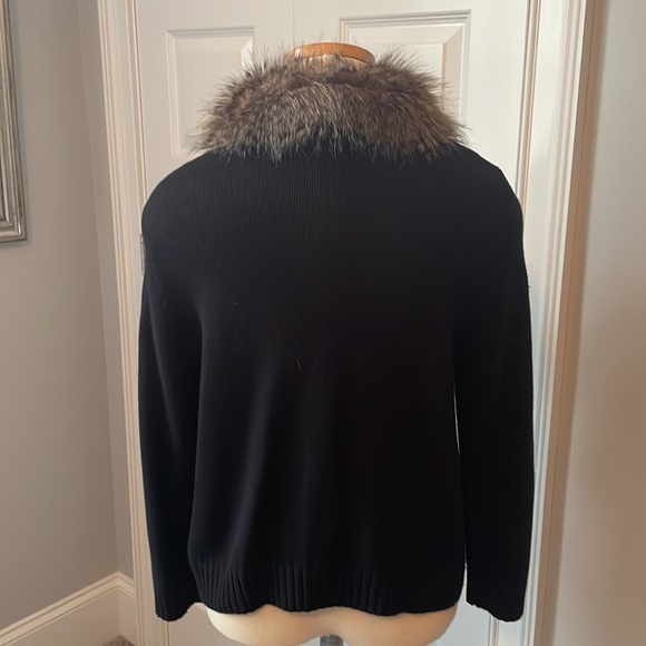 Vince Camuto 3/4 sleeve cardigan with removable faux fur collar. size large. - Picture 2 of 5